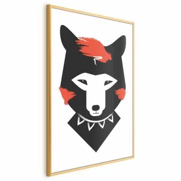 Plakat Grzeczny lisek 60x90 cm z ramą złotą bez marginesu