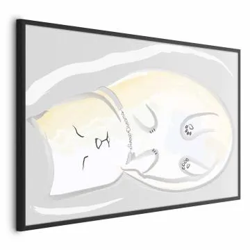 Plakat Śpiący kotek 30x21 cm z ramą czarną bez marginesu