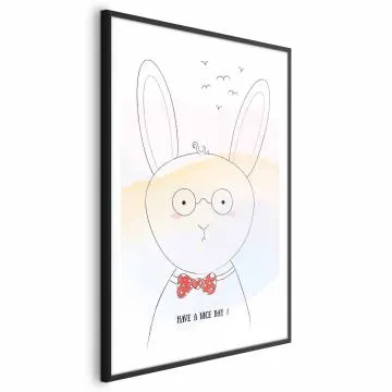 Plakat Pozdrowienia od królika 40x60 cm z ramą czarną z marginesem