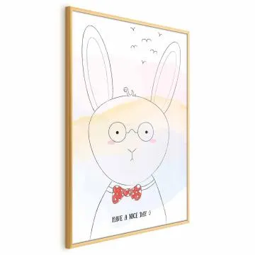 Plakat Pozdrowienia od królika 40x60 cm z ramą złotą bez marginesu