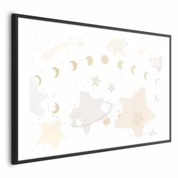 Plakat Księżyc i gwiazdy 60x40 cm z ramą czarną z marginesem