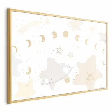 Plakat Księżyc i gwiazdy 60x40 cm z ramą złotą bez marginesu