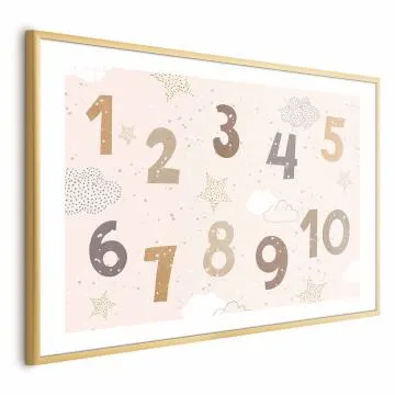 Plakat Cyferki 60x40 cm z ramą złotą z marginesem