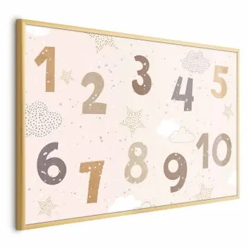 Plakat Cyferki 60x40 cm z ramą złotą bez marginesu