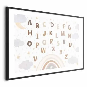 Plakat Literki 60x40 cm z ramą czarną z marginesem