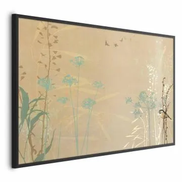 Plakat Ptaszek na łące 30x21 cm z ramą czarną bez marginesu