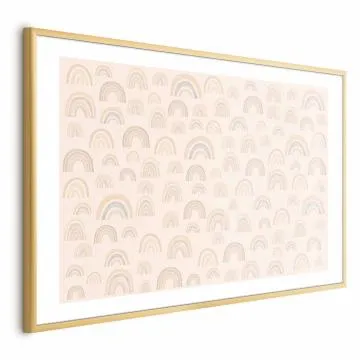 Plakat Pastelowe tęcze 90x60 cm z ramą złotą z marginesem