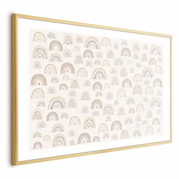 Plakat Tęcze i serca 30x21 cm z ramą złotą z marginesem