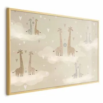 Plakat Zakochane żyrafy 60x40 cm z ramą złotą bez marginesu