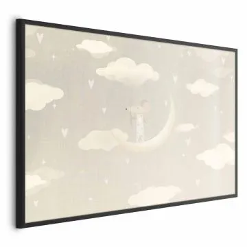 Plakat Myszka na księżycu 60x40 cm z ramą czarną bez marginesu
