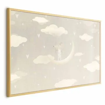 Plakat Myszka na księżycu 60x40 cm z ramą złotą bez marginesu