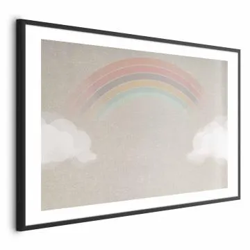 Plakat Tęcza w deszczu 90x60 cm z ramą czarną z marginesem