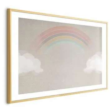Plakat Tęcza w deszczu 60x40 cm z ramą złotą z marginesem