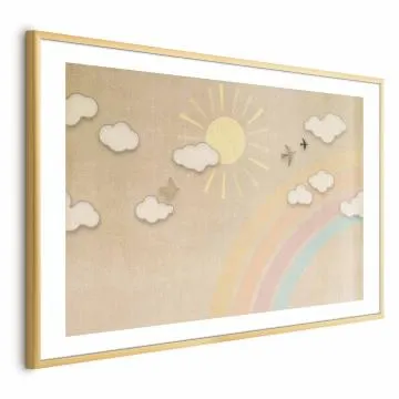 Plakat Tęczowy dzień 30x21 cm z ramą złotą z marginesem