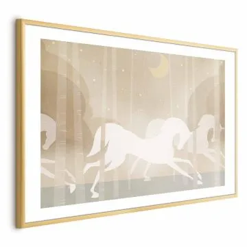 Plakat Pędzące rumaki 60x40 cm z ramą złotą z marginesem