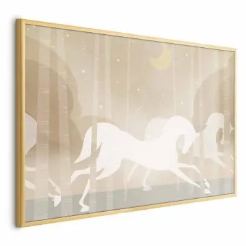 Plakat Pędzące rumaki 90x60 cm z ramą złotą bez marginesu