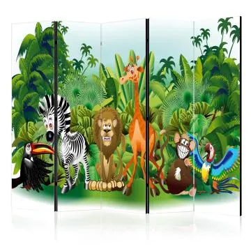 Parawan dwustronny Dla dzieci 225x172 cm 5-częściowy zielony