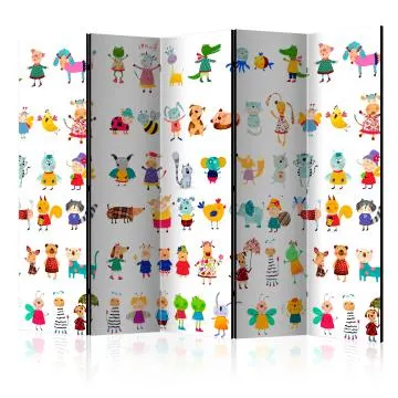 Parawan dwustronny Dla dzieci 225x172 cm 5-częściowy wielokolorowy