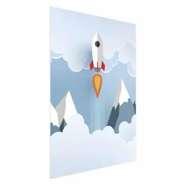 Plakat Rakieta w chmurach 60x90 cm bez ramy bez marginesu