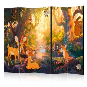 Parawan jednostronny Dla dzieci 225x172 cm 5-częściowy wielokolorowy