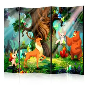 Parawan jednostronny Dla dzieci 225x172 cm 5-częściowy zielony