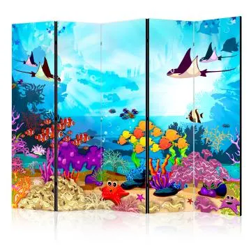 Parawan dwustronny Dla dzieci 225x172 cm 5-częściowy biały