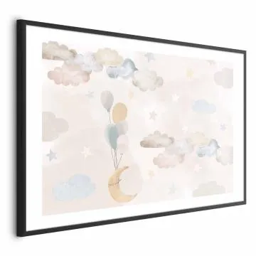Plakat Bajkowe niebo 30x21 cm z ramą czarną z marginesem