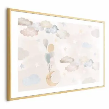Plakat Bajkowe niebo 60x40 cm z ramą złotą z marginesem
