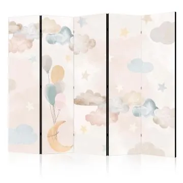 Parawan dwustronny Dla dzieci 225x172 cm 5-częściowy biały