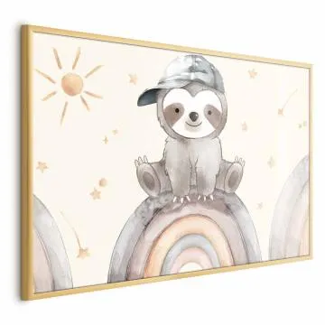 Plakat Pośród gwiazdek i tęcz 60x40 cm z ramą złotą bez marginesu