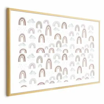 Plakat Tęcza po deszczu 60x40 cm z ramą złotą z marginesem
