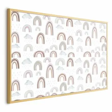 Plakat Tęcza po deszczu 60x40 cm z ramą złotą bez marginesu