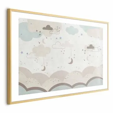Plakat Bajkowa noc 90x60cm z ramą złotą z marginesem