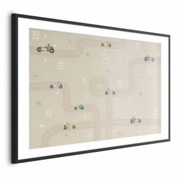 Plakat Wyścigowe autka 60x40 cm z ramą czarną z marginesem