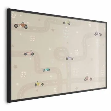 Plakat Wyścigowe autka 30x21 cm z ramą czarną bez marginesu