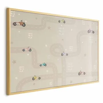 Plakat Wyścigowe autka 30x21 cm z ramą złotą bez marginesu