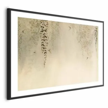 Plakat Beżowe koliberki 60x40 cm z ramą czarną z marginesem