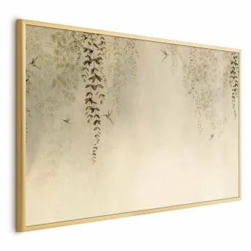 Plakat Beżowe koliberki 90x60 cm z ramą złotą bez marginesu