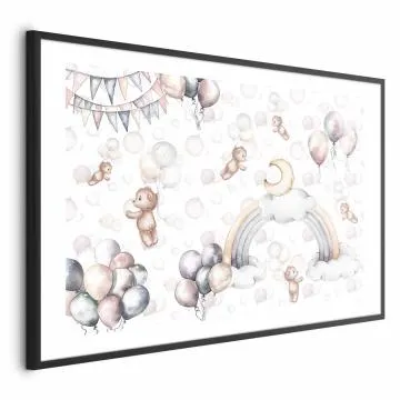 Plakat Misie w przestworzach 60x40 cm z ramą czarną z marginesem