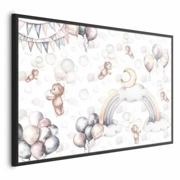 Plakat Misie w przestworzach 60x40 cm z ramą czarną bez marginesu