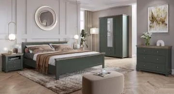 Łóżko EVORA 160x200 zielone/dąb lefkas