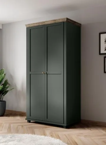 Szafa EVORA 2D 108cm zielona/dąb lefkas dwudrzwiowa 