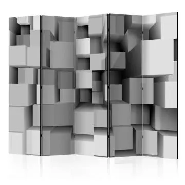 Parawan dwustronny 3D 225x172 cm 5-częściowy czarny