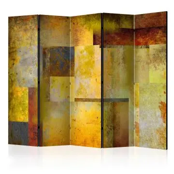 Parawan dwustronny Abstrakcje 225x172 cm 5-częściowy żółty