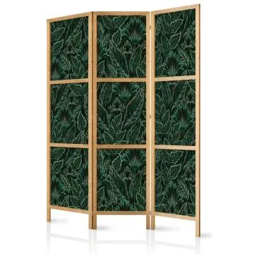 Parawan japoński Kwiaty 135x172 cm 3-częściowy zielony