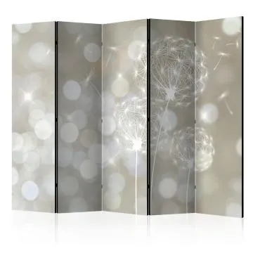 Parawan akustyczny Kwiaty 225x172 cm 5-częściowy beżowy