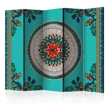 Parawan akustyczny Orient 225x172 cm 5-częściowy turkusowy