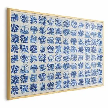 Plakat Płytki azulejos 90x60 cm z ramą złotą bez marginesu