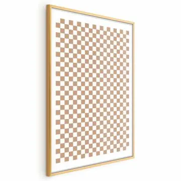 Plakat Brązowa geometria 21x30 cm z ramą złotą z marginesem