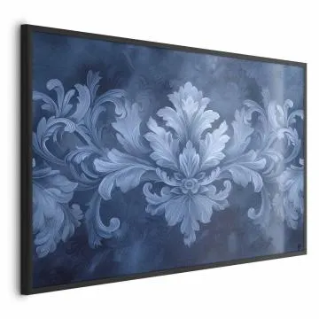 Plakat Błękitny ornament 42x29,7 cm z ramą czarną bez marginesu